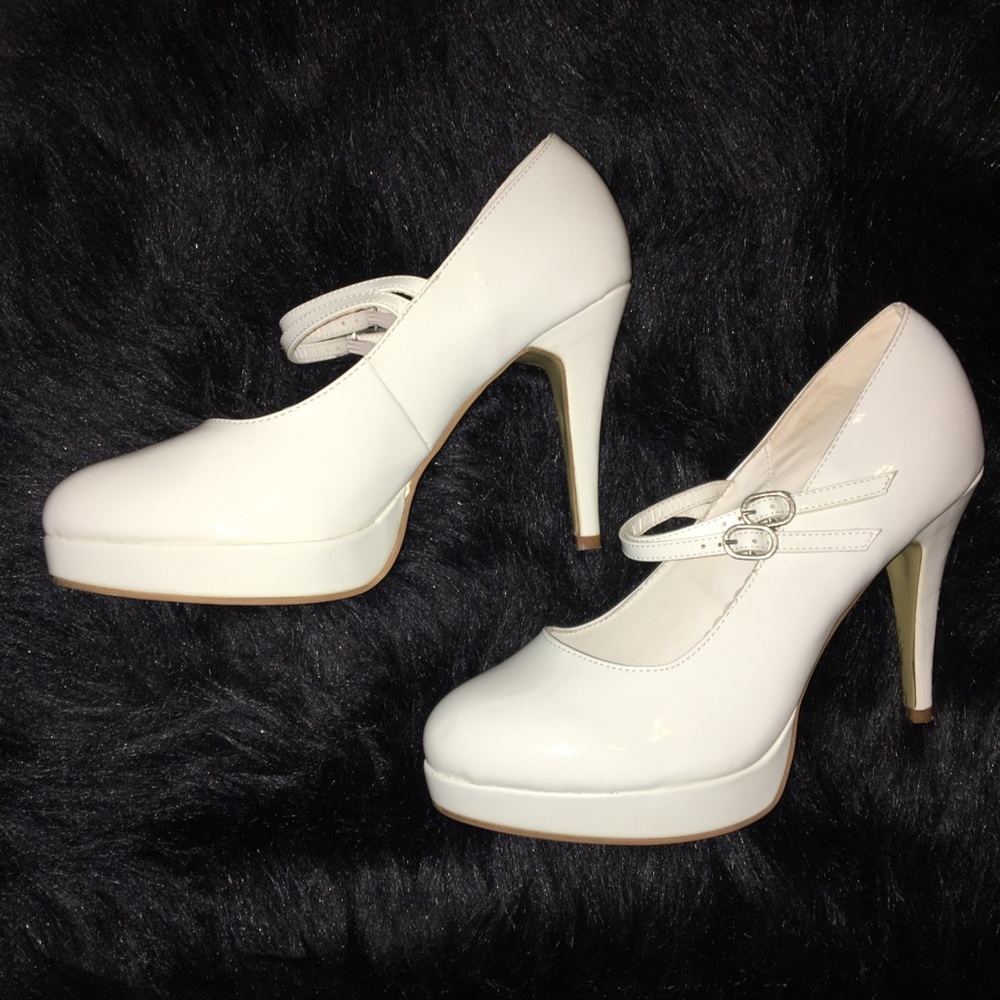 White patent leather shoes